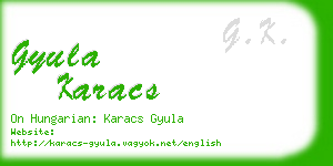 gyula karacs business card